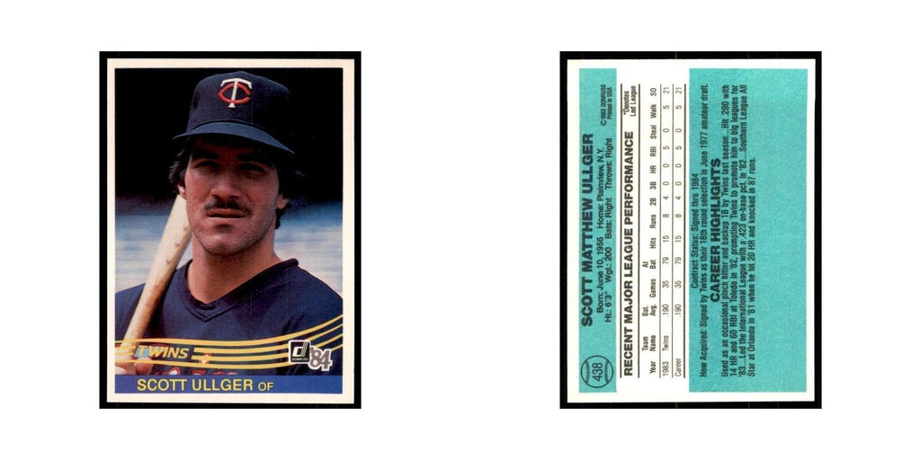 Scott Ullger Rookie 1984 Donruss #438 Minnesota Twins Baseball Card NM