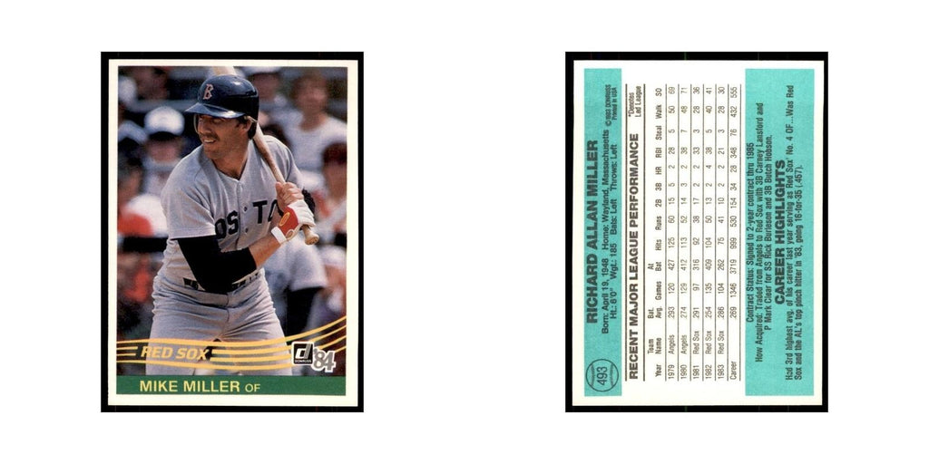Mike Miller 1984 Donruss #493 Boston Red Sox Baseball Card NM