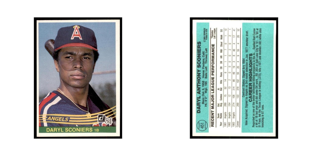 Daryl Sconiers 1984 Donruss #451 California Angels Baseball Card NM