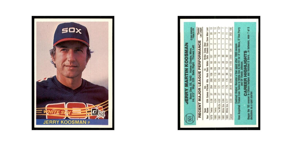 Jerry Koosman 1984 Donruss #501 Chicago White Sox Baseball Card NM