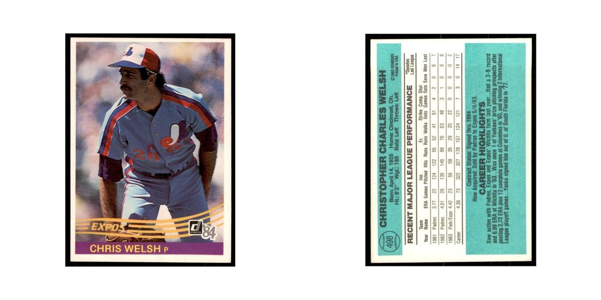 Chris Welsh 1984 Donruss #498 Montreal Expos Baseball Card NM