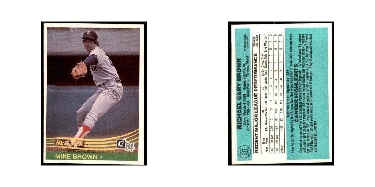 Mike Brown Rookie 1984 Donruss #517 Boston Red Sox Baseball Card NM