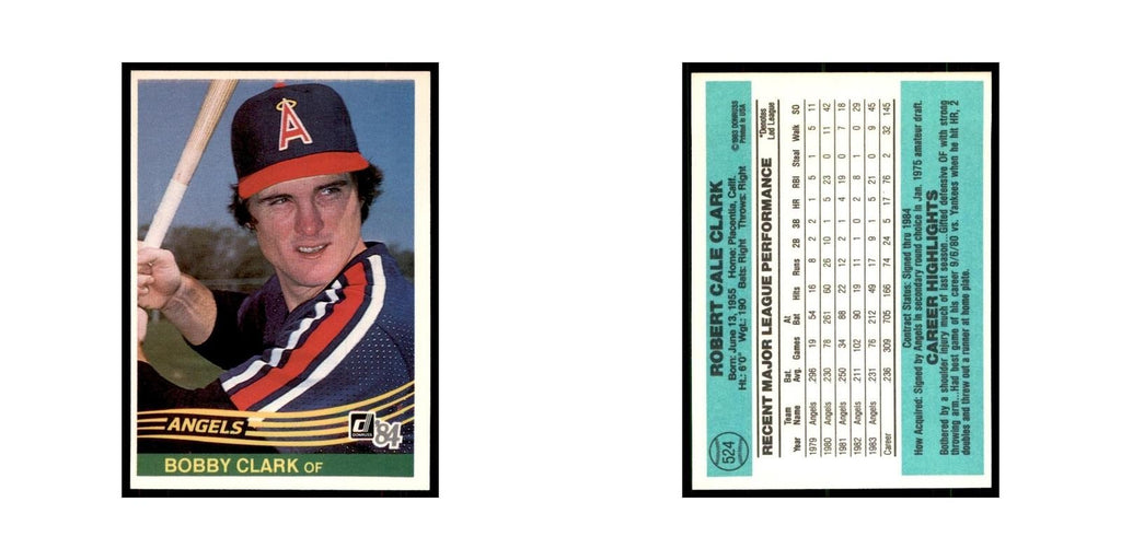 Bobby Clark 1984 Donruss #524 California Angels Baseball Card NM