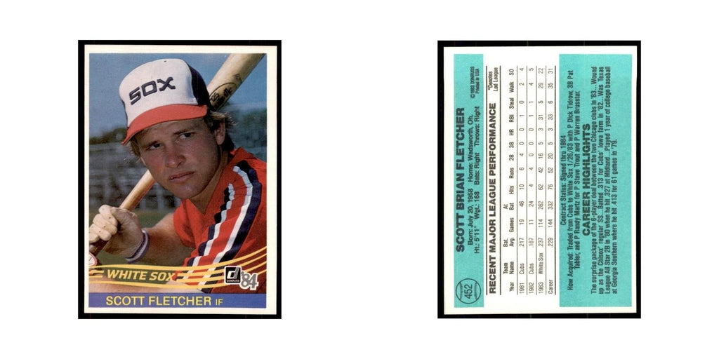 Scott Fletcher 1984 Donruss #452 Chicago White Sox Baseball Card NM