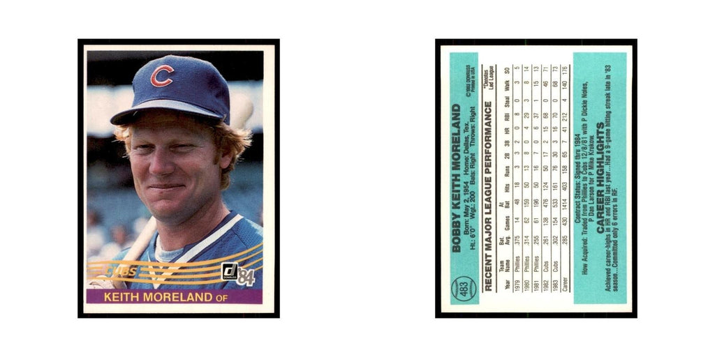 Keith Moreland 1984 Donruss #483 Chicago Cubs Baseball Card NM