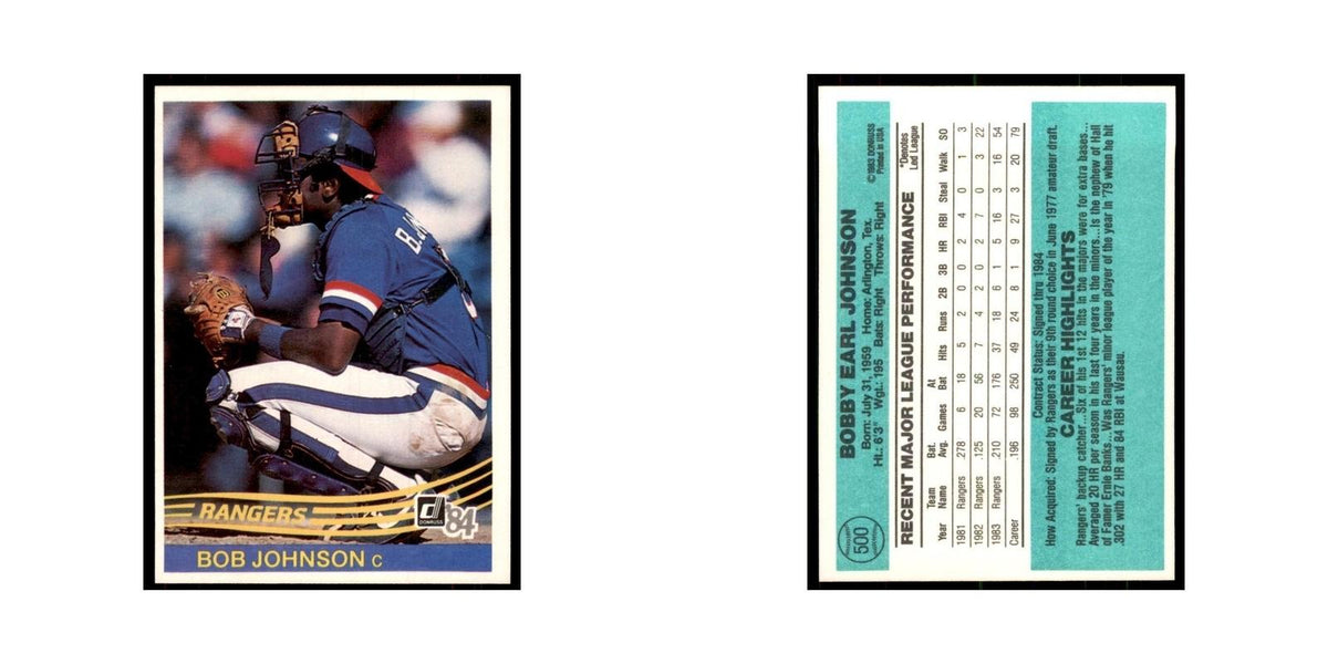Bob Johnson 1984 Donruss #500 Texas Rangers Baseball Card NM