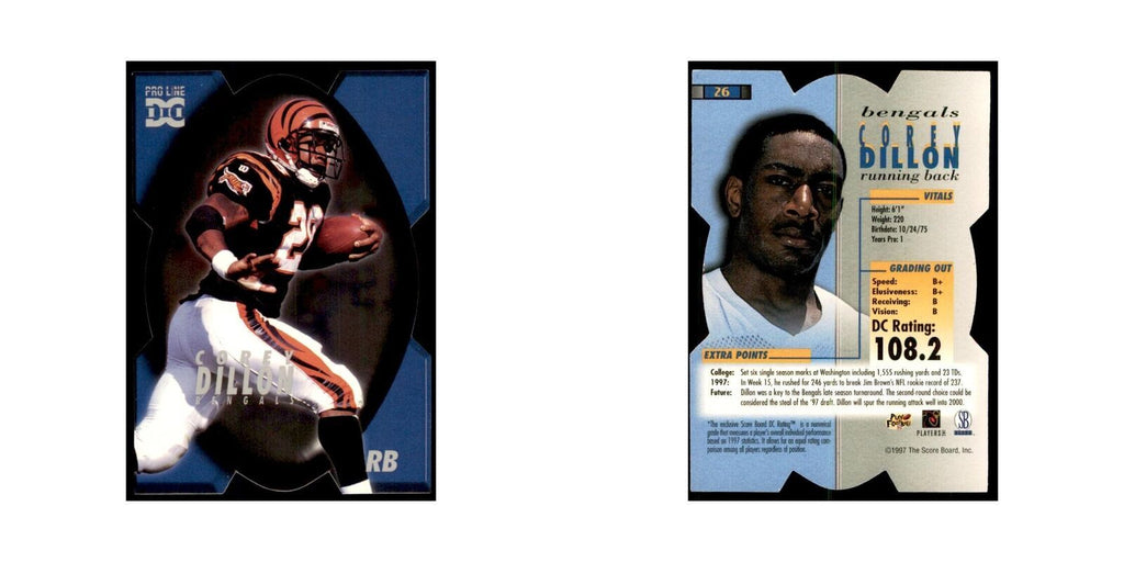 Corey Dillon 1997 The Score Board #26 Football Cards Football Card NM