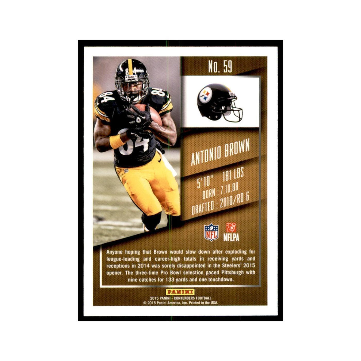 Antonio Brown 2015 Panini Contenders #59 Football Cards Football Card NM