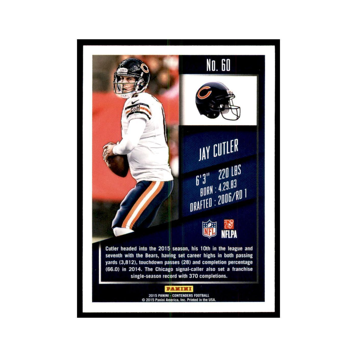 Jay Cutler 2015 Panini Contenders #60 Football Cards Football Card NM