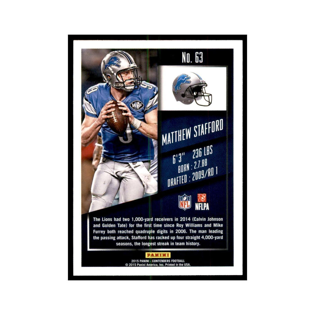 Matthew Stafford 2015 Panini Contenders #63 Football Cards Football Card NM