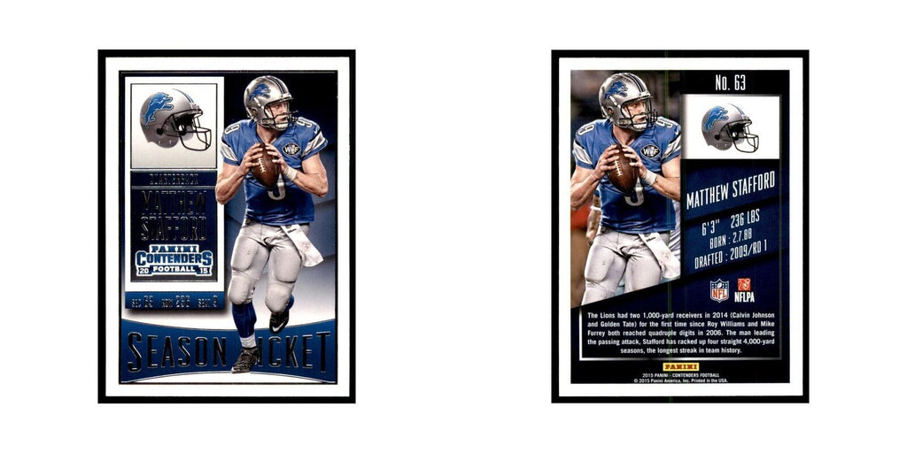 Matthew Stafford 2015 Panini Contenders #63 Football Cards Football Card NM