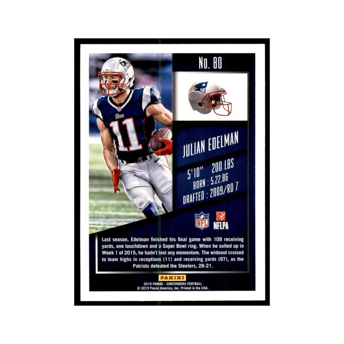 Julian Edelman 2015 Panini Contenders #80 Football Cards Football Card NM