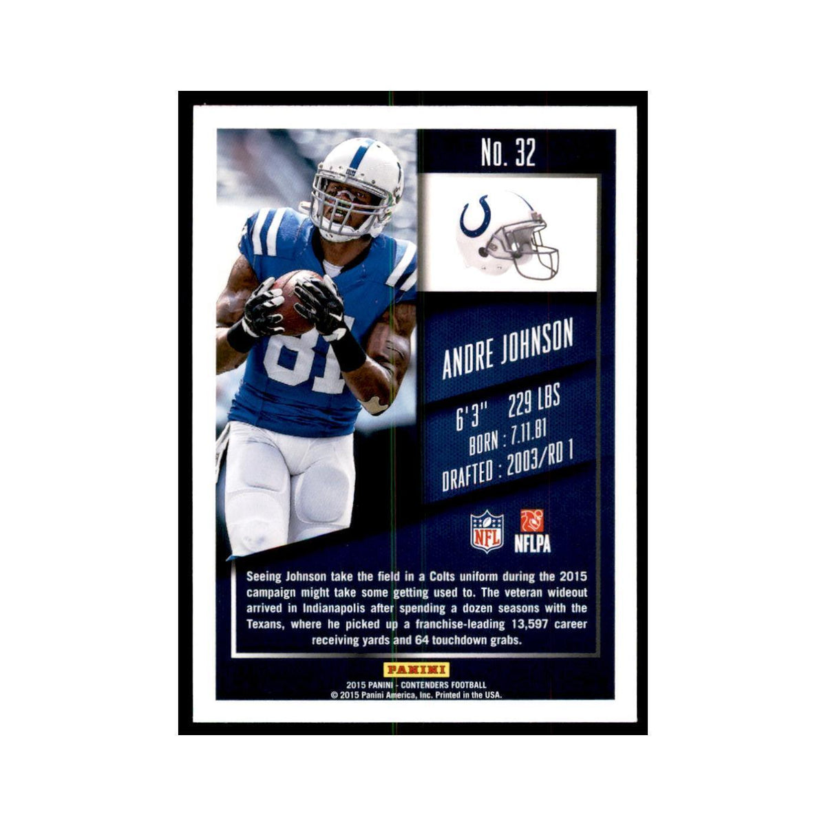 Andre Johnson 2015 Panini Contenders #32 Football Cards Football Card NM