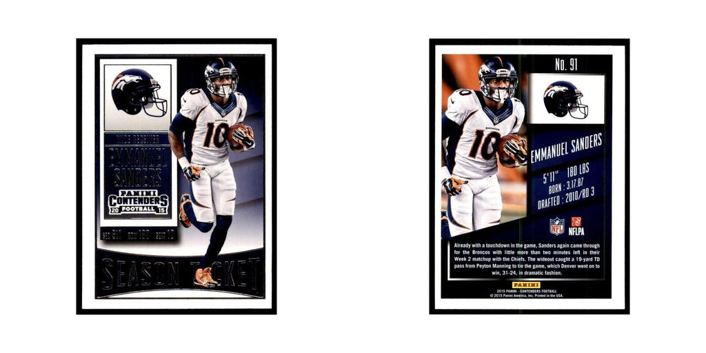 Emmanuel Sanders 2015 Panini Contenders #91 Football Cards Football Card NM