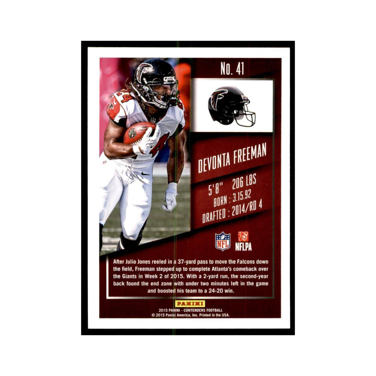 Devonta Freeman 2015 Panini Contenders #41 Football Cards Football Card NM