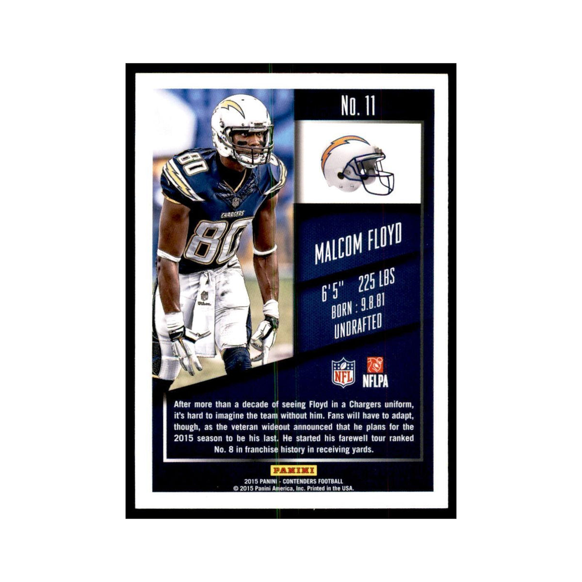 Malcom Floyd 2015 Panini Contenders #11 Football Cards Football Card NM