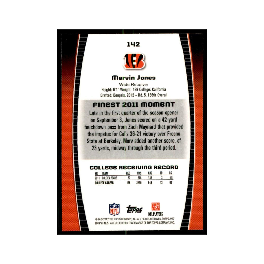 Marvin Jones Rookie 2012 Topps Finest #142 Cincinnati Bengals Football Card NM