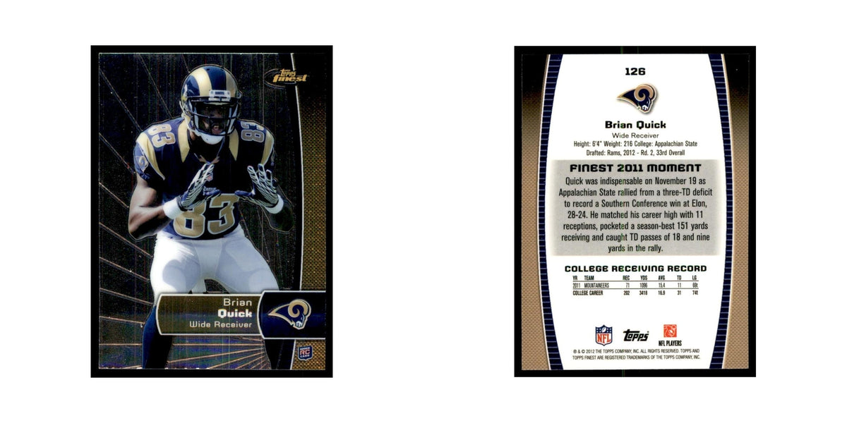 Brian Quick Rookie 2012 Topps Finest #126 St. Louis Rams Football Card NM
