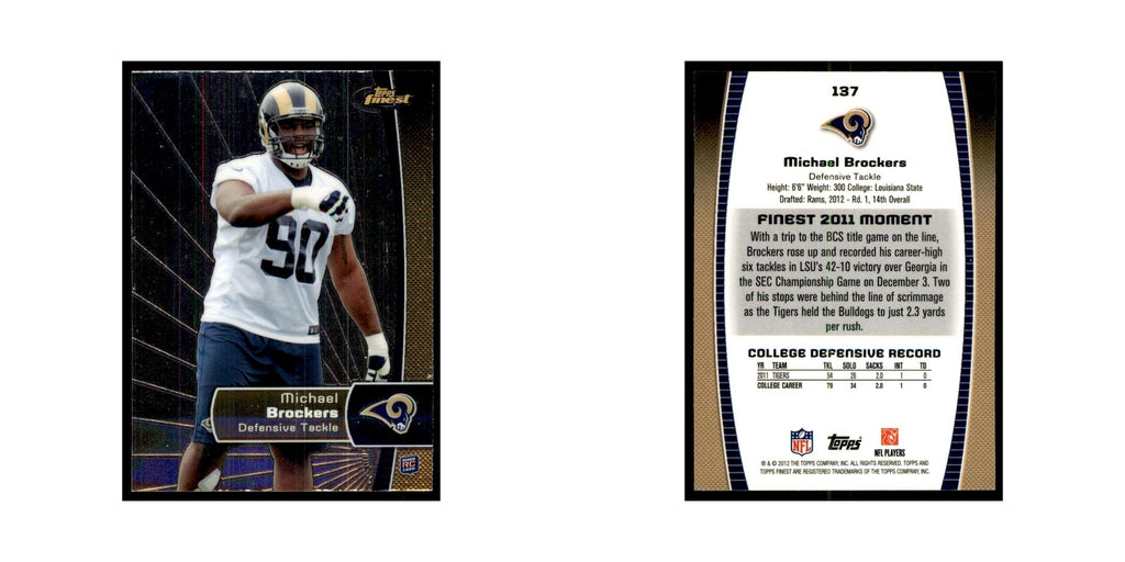 Michael Brockers Rookie 2012 Topps Finest #137 St. Louis Rams Football Card NM