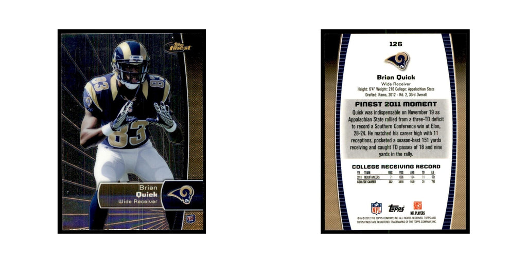 Brian Quick Rookie 2012 Topps Finest #126 St. Louis Rams Football Card NM