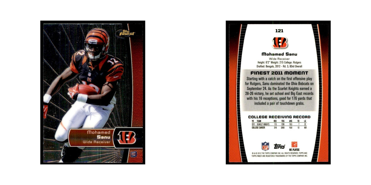 Mohamed Sanu Rookie 2012 Topps Finest #121 Cincinnati Bengals Football Card NM