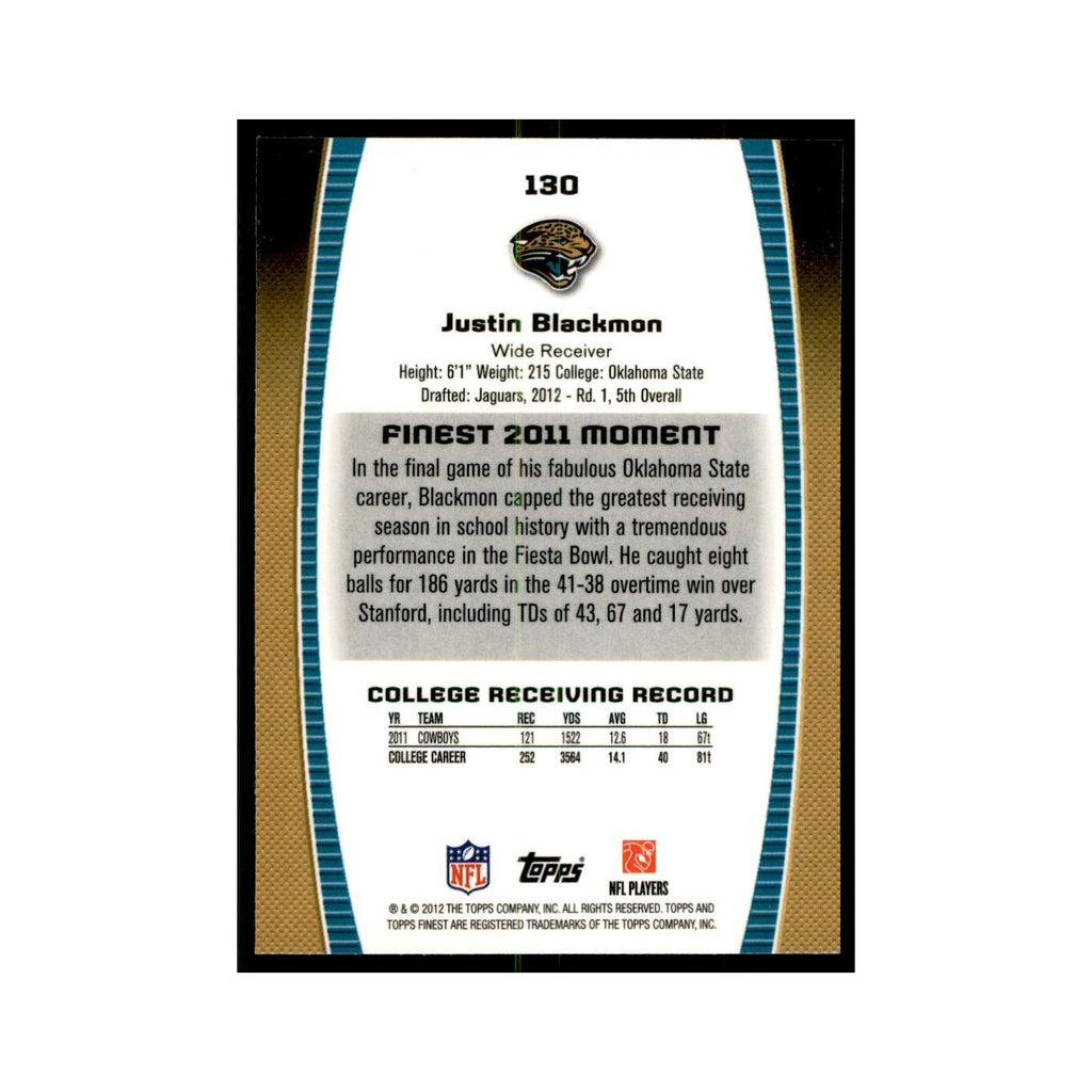 Justin Blackmon Rookie 2012 Topps Finest #130 Jacksonville Jaguars NM