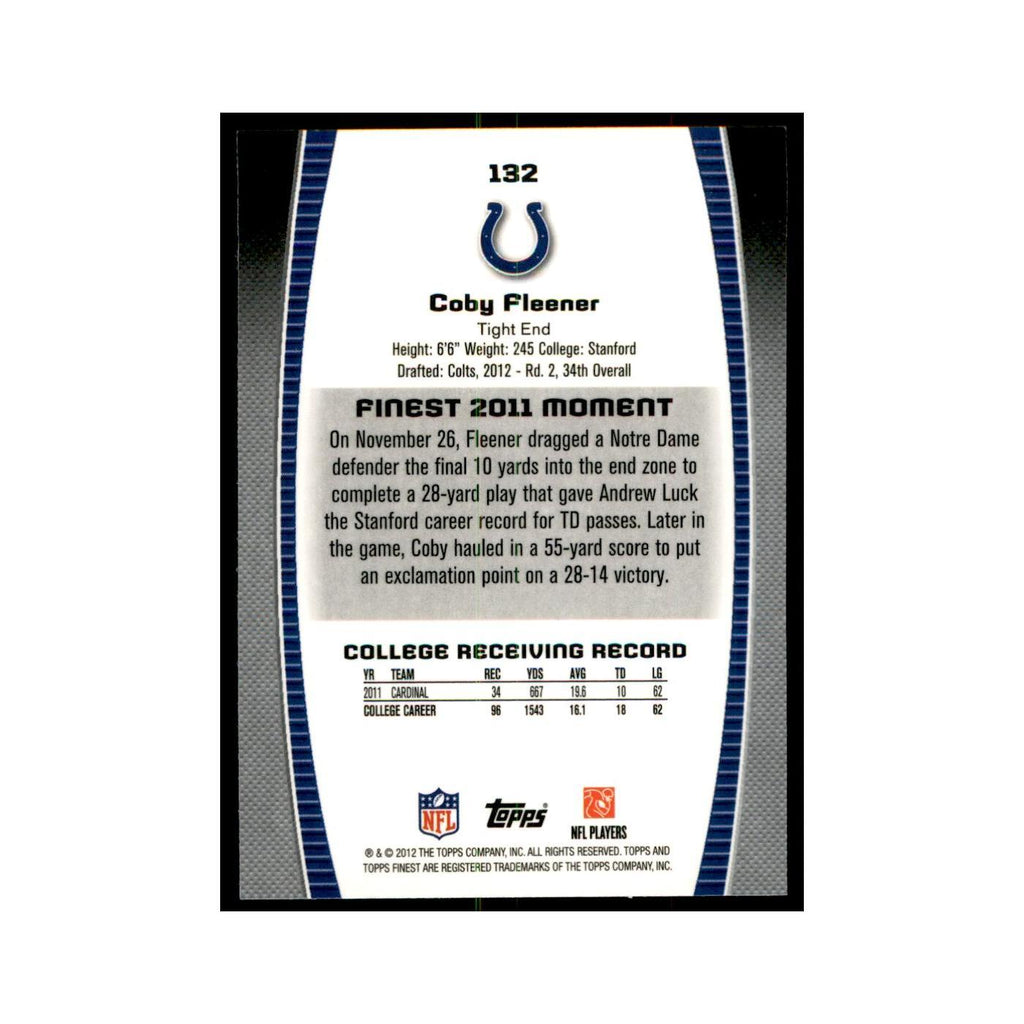 Coby Fleener Rookie 2012 Topps Finest #132 Indianapolis Colts Football Card NM