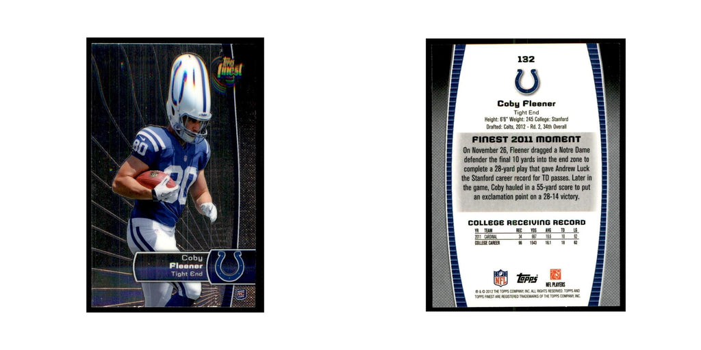 Coby Fleener Rookie 2012 Topps Finest #132 Indianapolis Colts Football Card NM