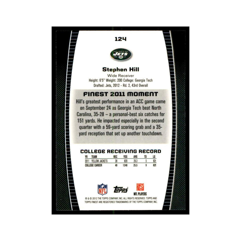 Stephen Hill Rookie 2012 Topps Finest #124 New York Jets Football Card NM