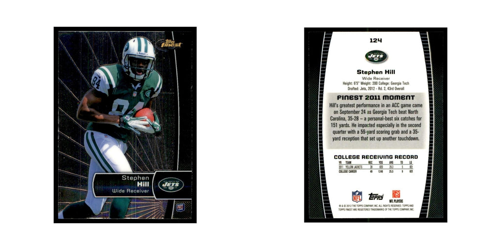 Stephen Hill Rookie 2012 Topps Finest #124 New York Jets Football Card NM