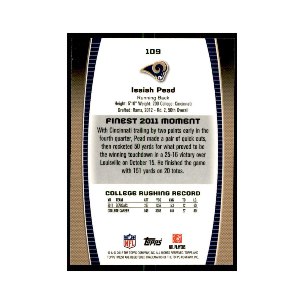 Isaiah Pead Rookie 2012 Topps Finest #109 St. Louis Rams Football Card NM