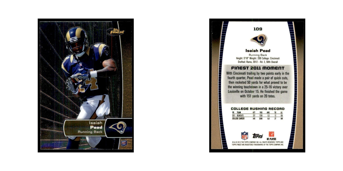 Isaiah Pead Rookie 2012 Topps Finest #109 St. Louis Rams Football Card NM