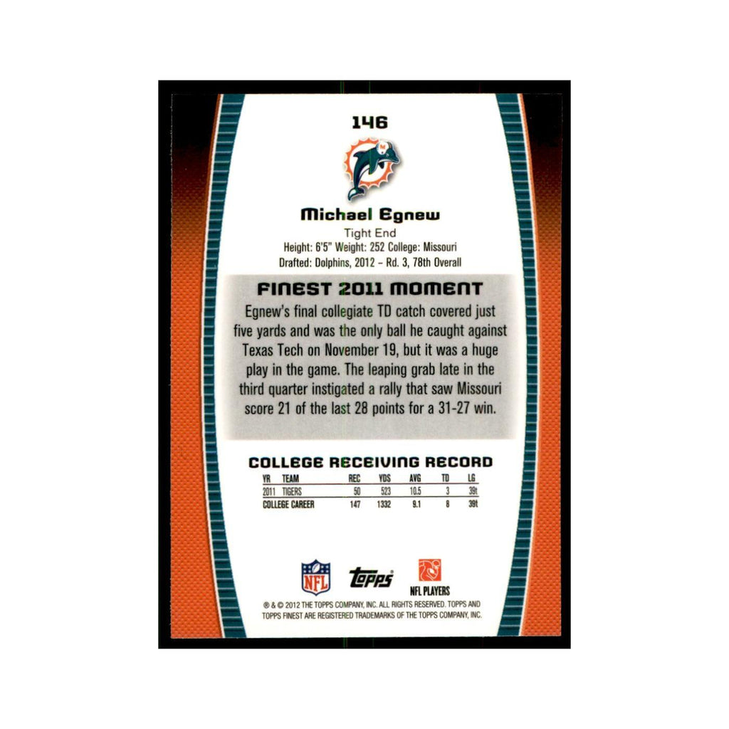 Michael Egnew Rookie 2012 Topps Finest #146 Miami Dolphins Football Card NM