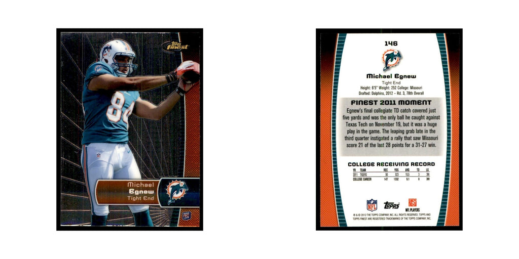 Michael Egnew Rookie 2012 Topps Finest #146 Miami Dolphins Football Card NM