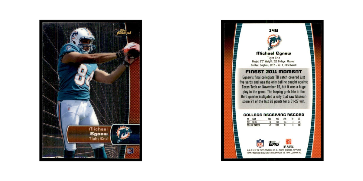 Michael Egnew Rookie 2012 Topps Finest #146 Miami Dolphins Football Card NM
