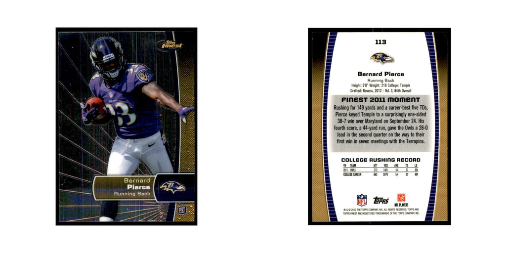 Bernard Pierce Rookie 2012 Topps Finest #113 Baltimore Ravens Football Card NM