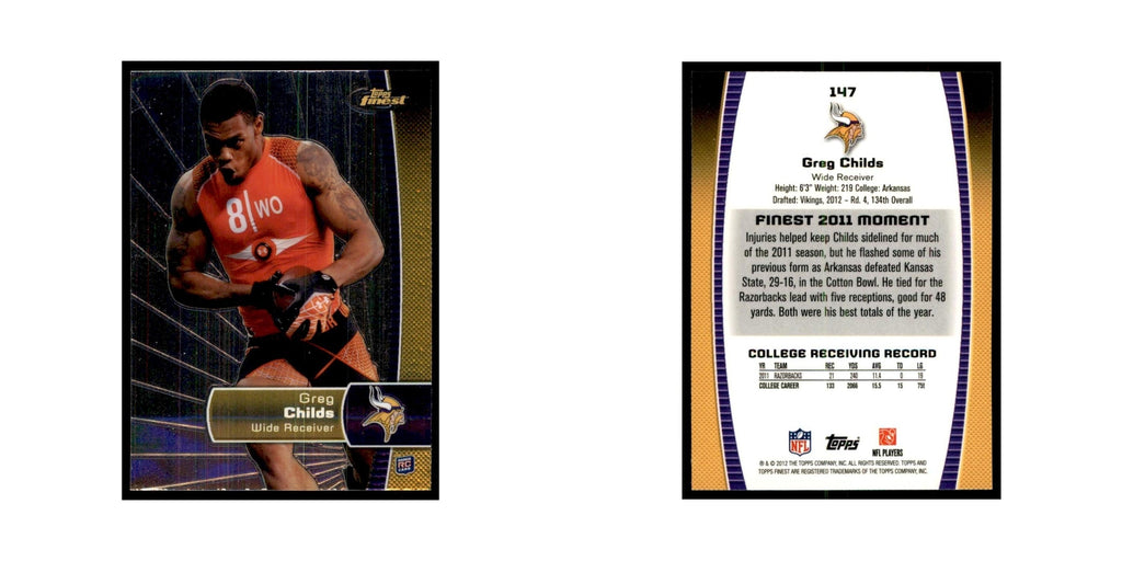 Greg Childs Rookie 2012 Topps Finest #147 Minnesota Vikings Football Card NM
