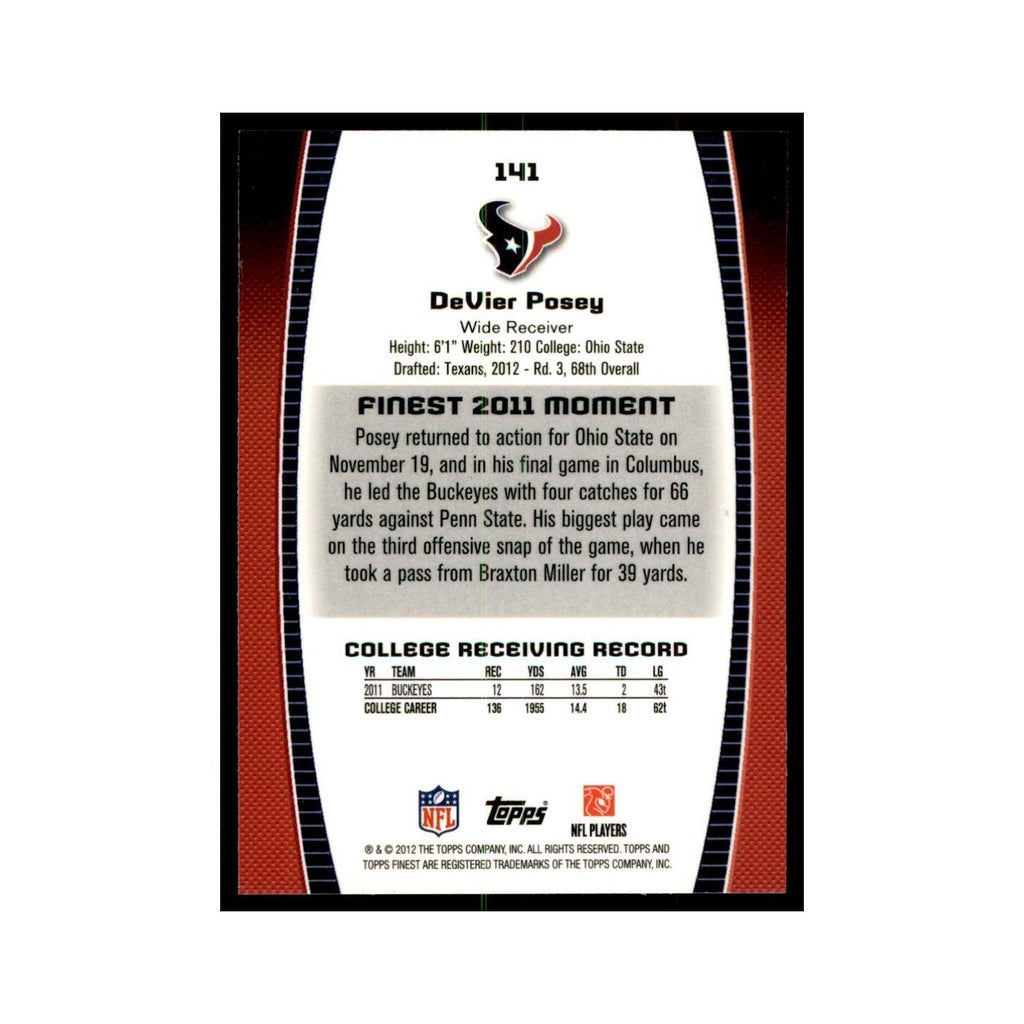 DeVier Posey Rookie 2012 Topps Finest #141 Houston Texans Football Card NM
