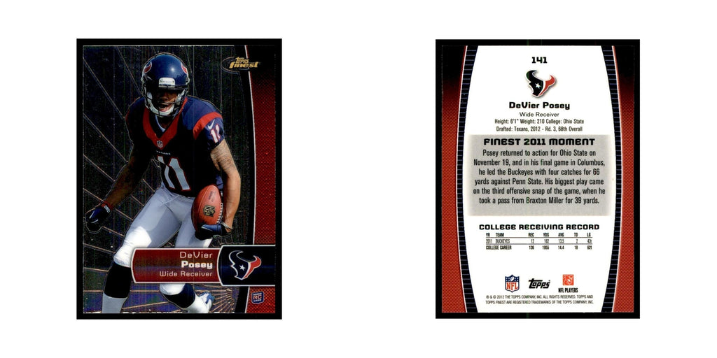 DeVier Posey Rookie 2012 Topps Finest #141 Houston Texans Football Card NM