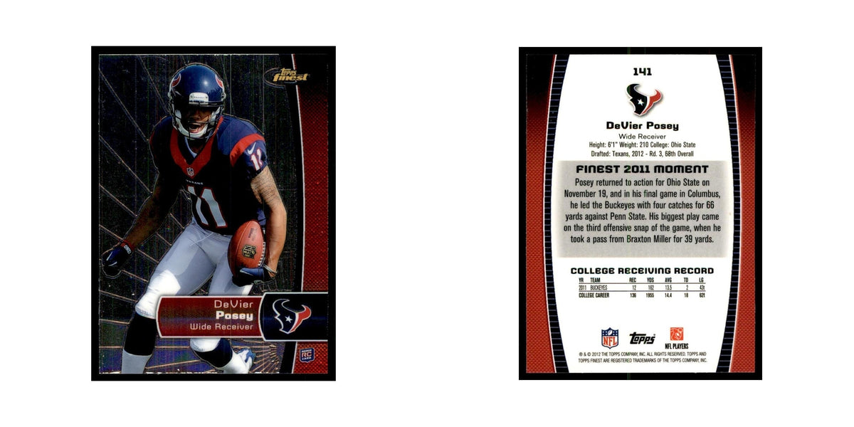 DeVier Posey Rookie 2012 Topps Finest #141 Houston Texans Football Card NM
