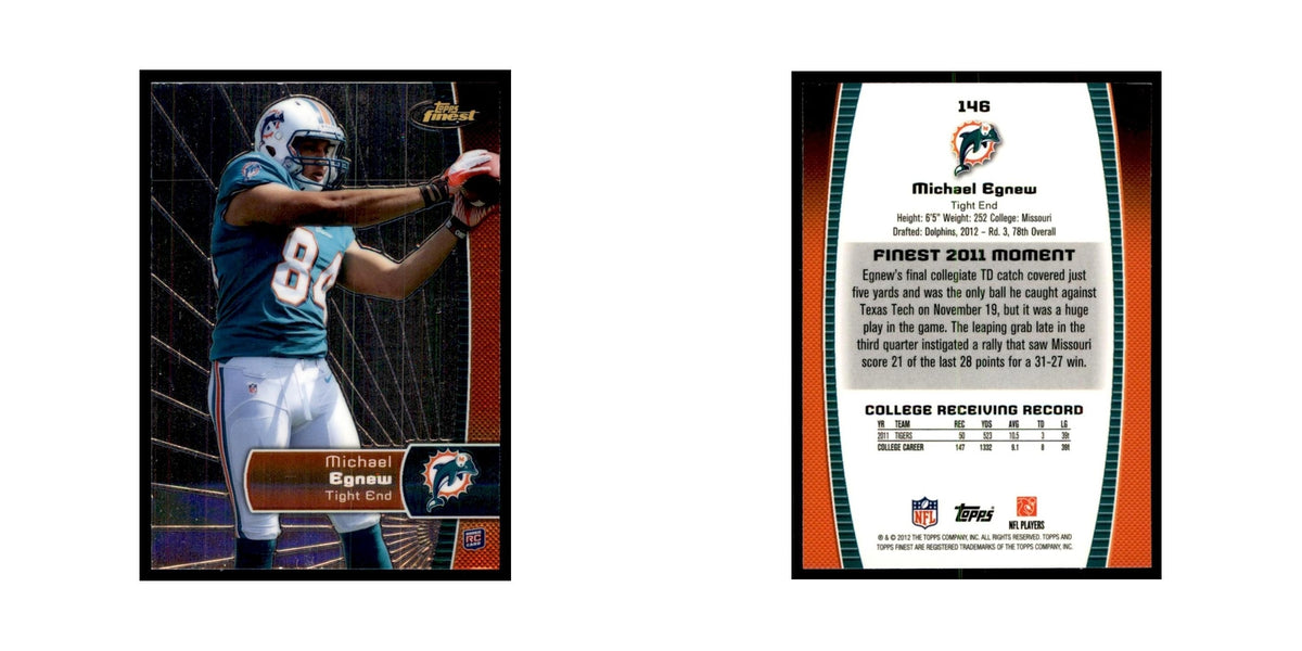 Michael Egnew Rookie 2012 Topps Finest #146 Miami Dolphins Football Card NM