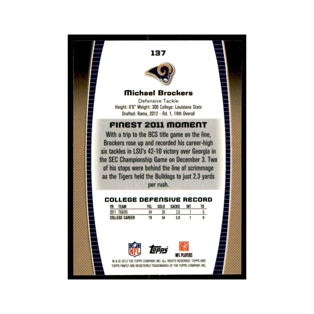 Michael Brockers Rookie 2012 Topps Finest #137 St. Louis Rams Football Card NM