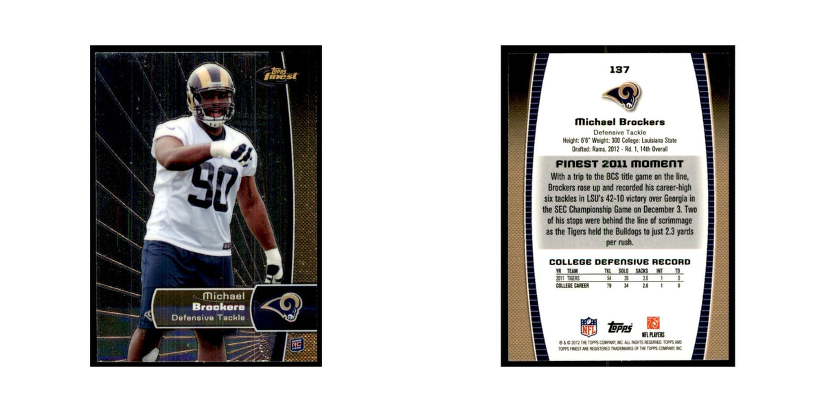 Michael Brockers Rookie 2012 Topps Finest #137 St. Louis Rams Football Card NM