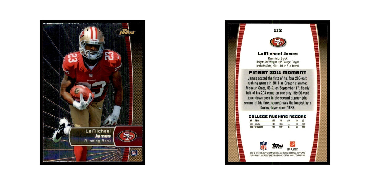 LaMichael James Rookie 2012 Topps Finest #112 San Francisco 49ers NM