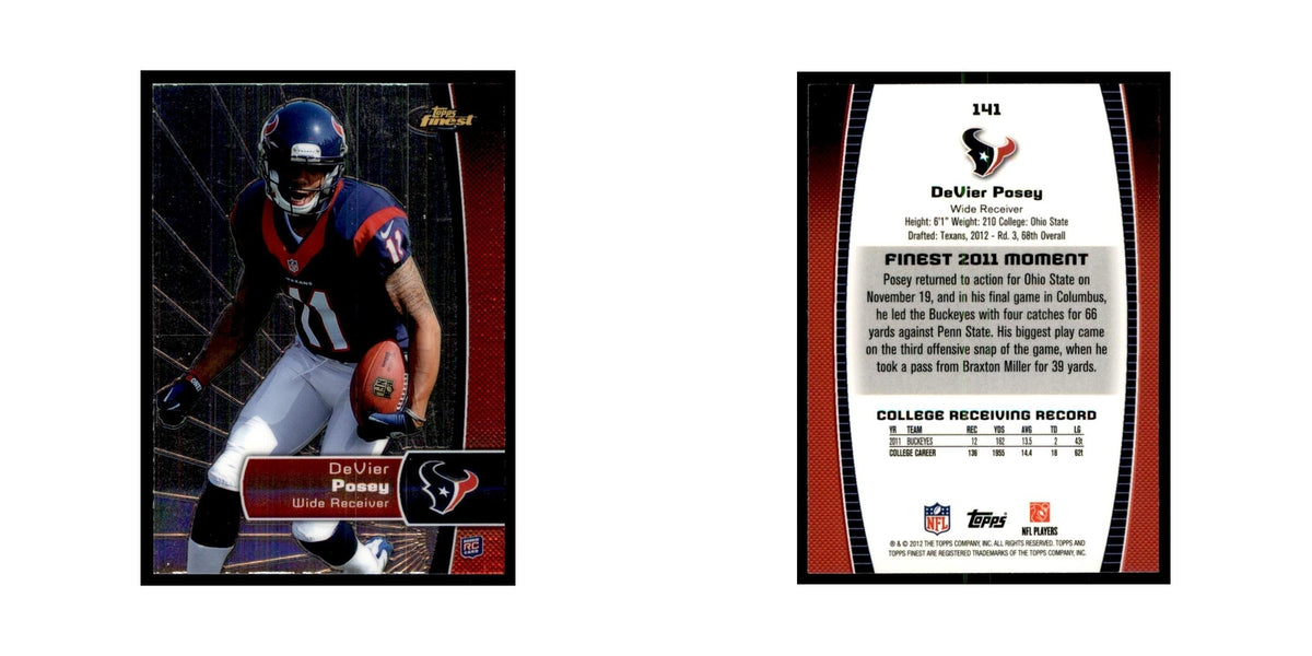 DeVier Posey Rookie 2012 Topps Finest #141 Houston Texans Football Card NM