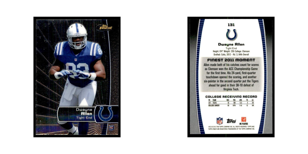 Dwayne Allen Rookie 2012 Topps Finest #131 Indianapolis Colts Football Card NM