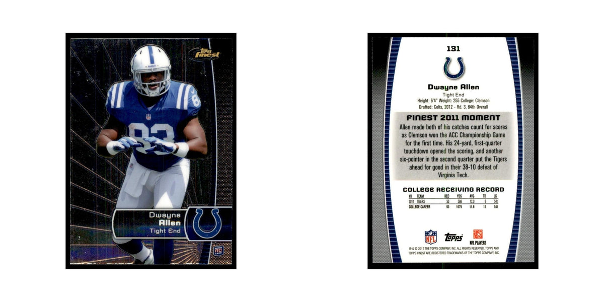 Dwayne Allen Rookie 2012 Topps Finest #131 Indianapolis Colts Football Card NM
