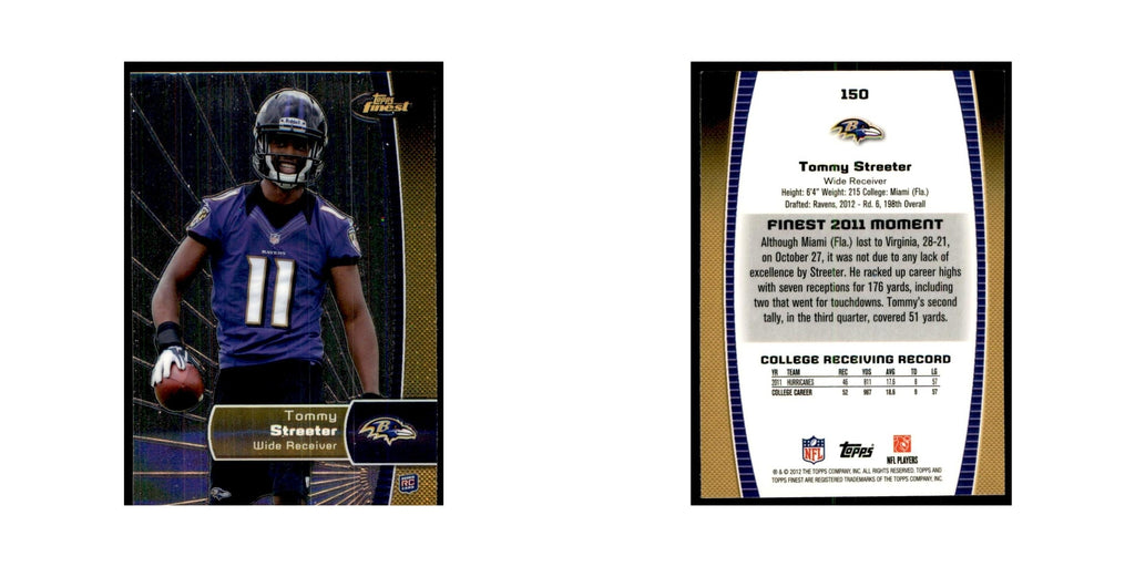 Tommy Streeter Rookie 2012 Topps Finest #150 Baltimore Ravens Football Card NM