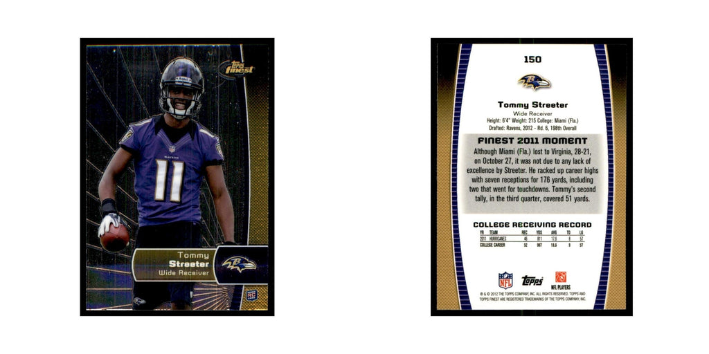 Tommy Streeter Rookie 2012 Topps Finest #150 Baltimore Ravens Football Card NM