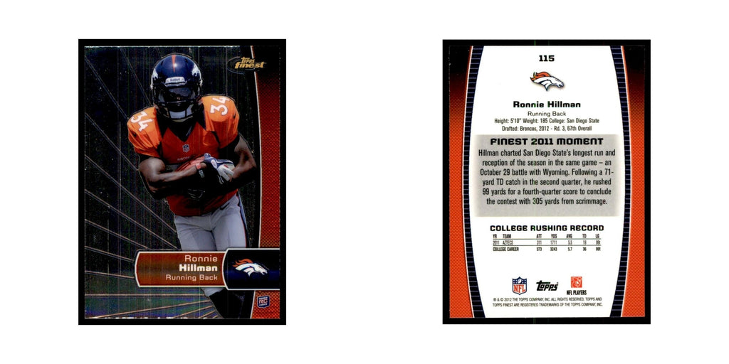 Ronnie Hillman Rookie 2012 Topps Finest #115 Denver Broncos Football Card NM